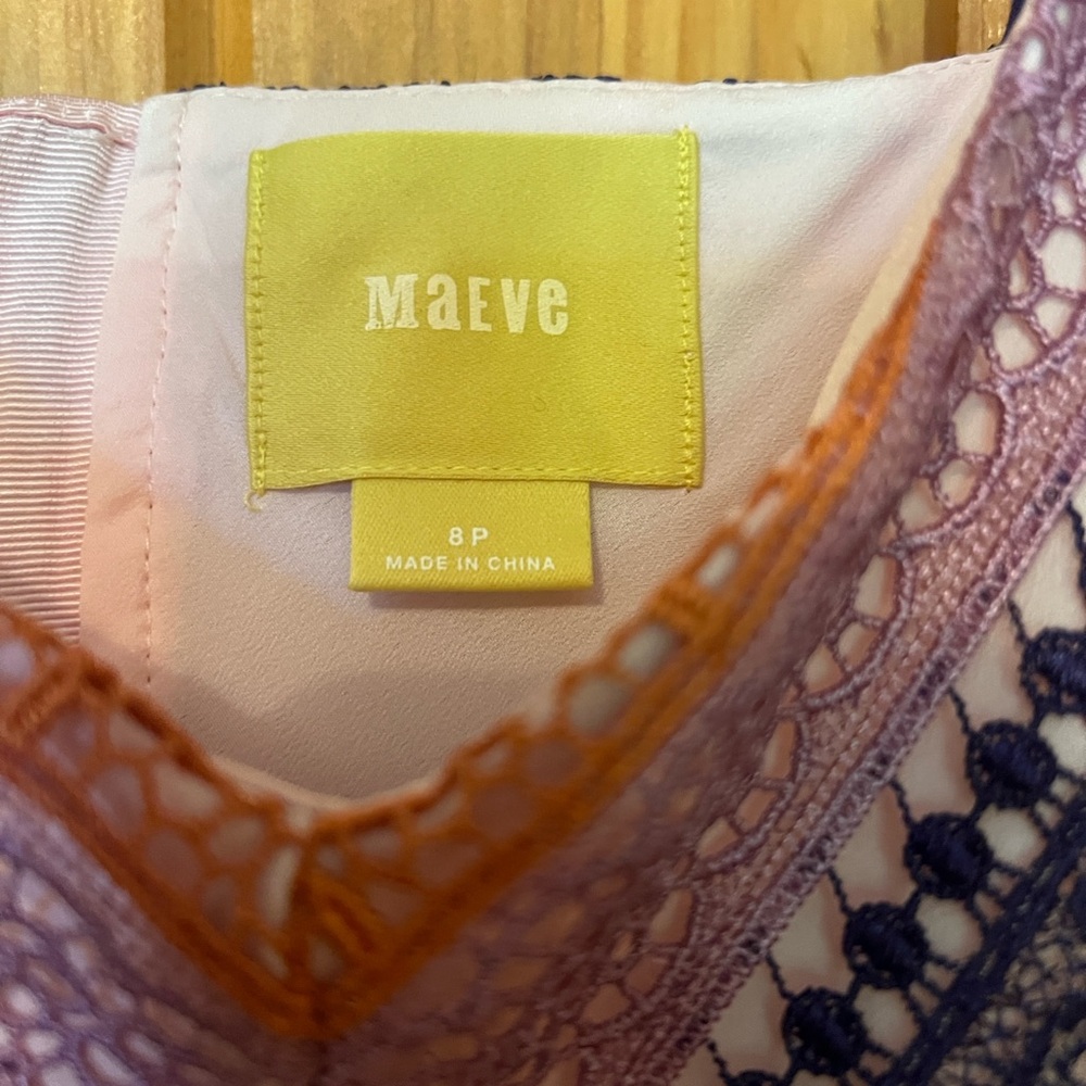 Maeve/Anthropologie Pink and Blue Maxi Sundress Sleeveless V-Neck - Picture 3 of 3